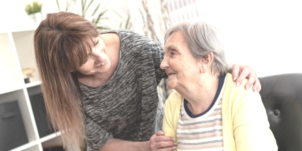 Grieving the loss of a mother. A mother and daughter looking at each other