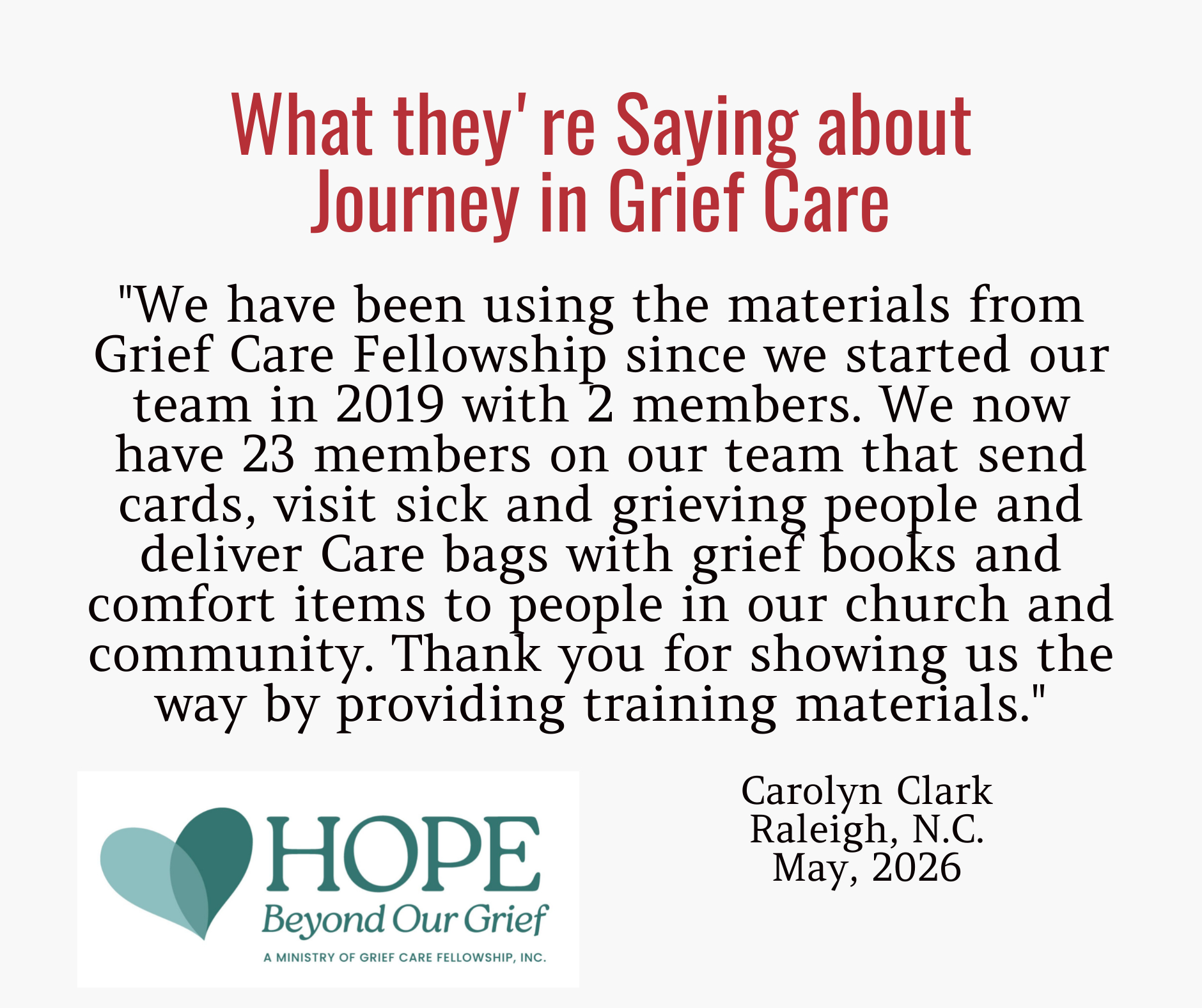 Journey in Grief Care Review comments